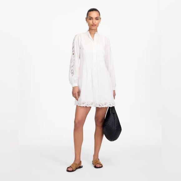 Madewell NWT Pintucked Eyelet Mini Dress White Size XXS - Picture 3 of 15